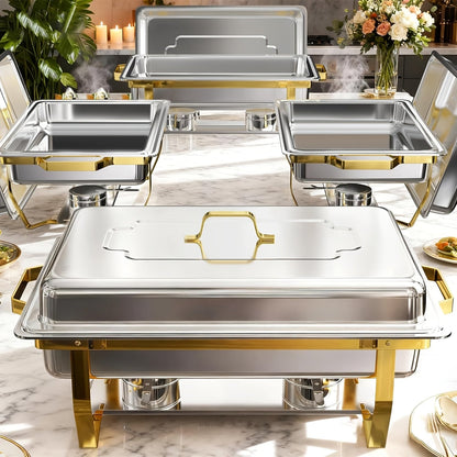 Chafing Dish Buffet Set Stainless Steel Food Warmer 6QT Round Chafer for Catering Events Parties Weddings Banquets