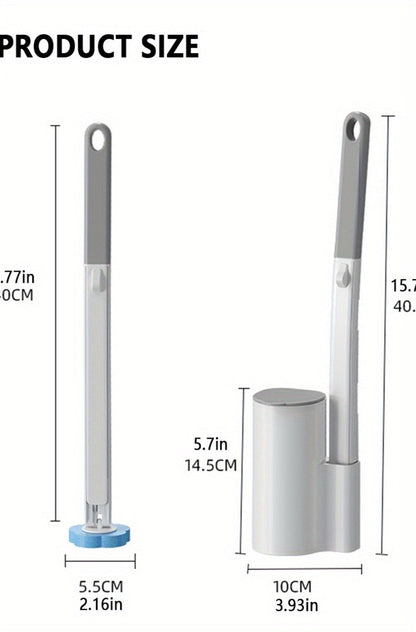 Disposable Toilet Brush Set with Replacement Brush Heads Wall Mounted or Floor Standing for Entryways, Bedrooms and Living Spaces