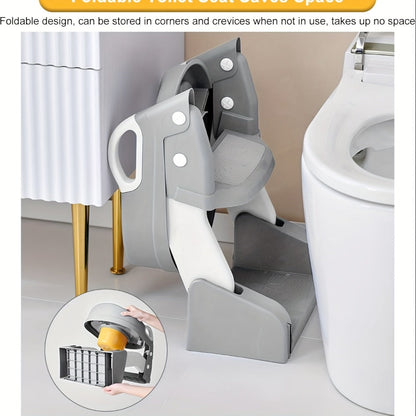 Potty Training Toilet Seat with Ladder, 2-in-1 Toddler Toilet Seat & Step Stool, Foldable Kids Potty Chair with Anti-Slip Pad