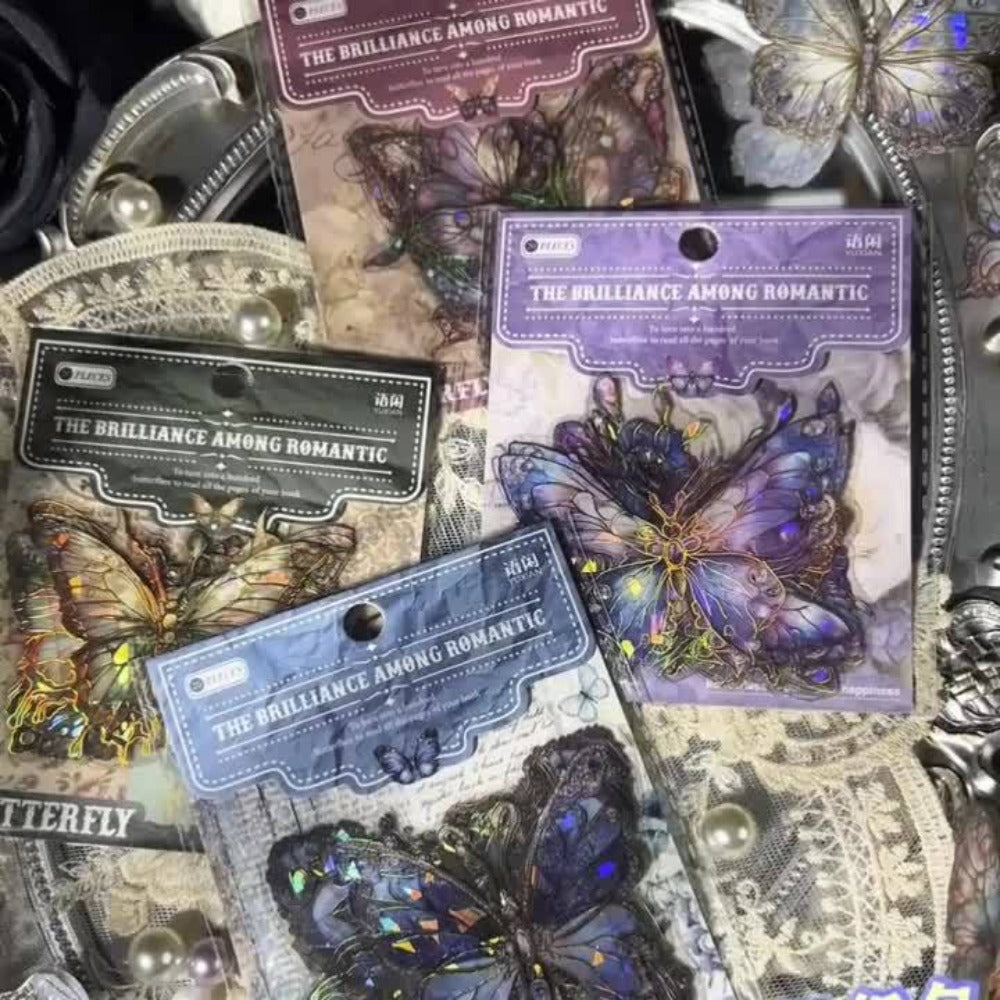 3D Butterfly Stickers 120pcs Holographic Glitter Resin Clear Aesthetic Decal Pack for an Everyday Personal Care Routine