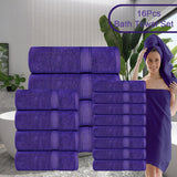 16pcs purple bath towel set