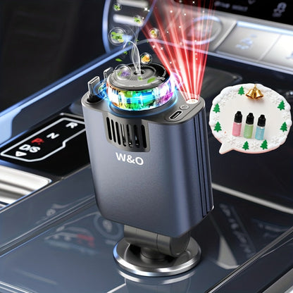 Car Charger with Perfume 3-in-1 Fast Charging AromaRelax Starlight Projector Retractable Cable USB-C & Lightning for iPhone 16 15 14 13 12