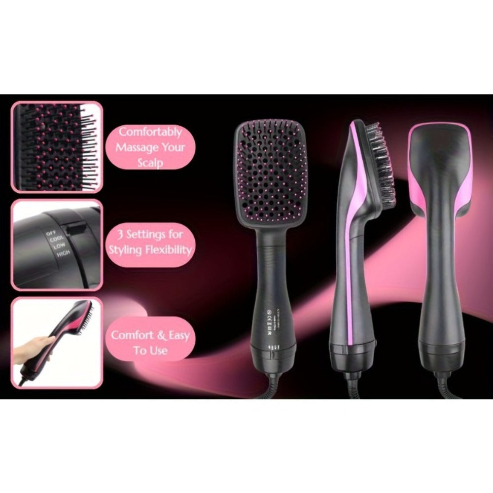 3-in-1 Hot Air Brush Hair Dryer Straightener Comb, Ionic Blow Dryer Brush with Negative Ion Frizz Control