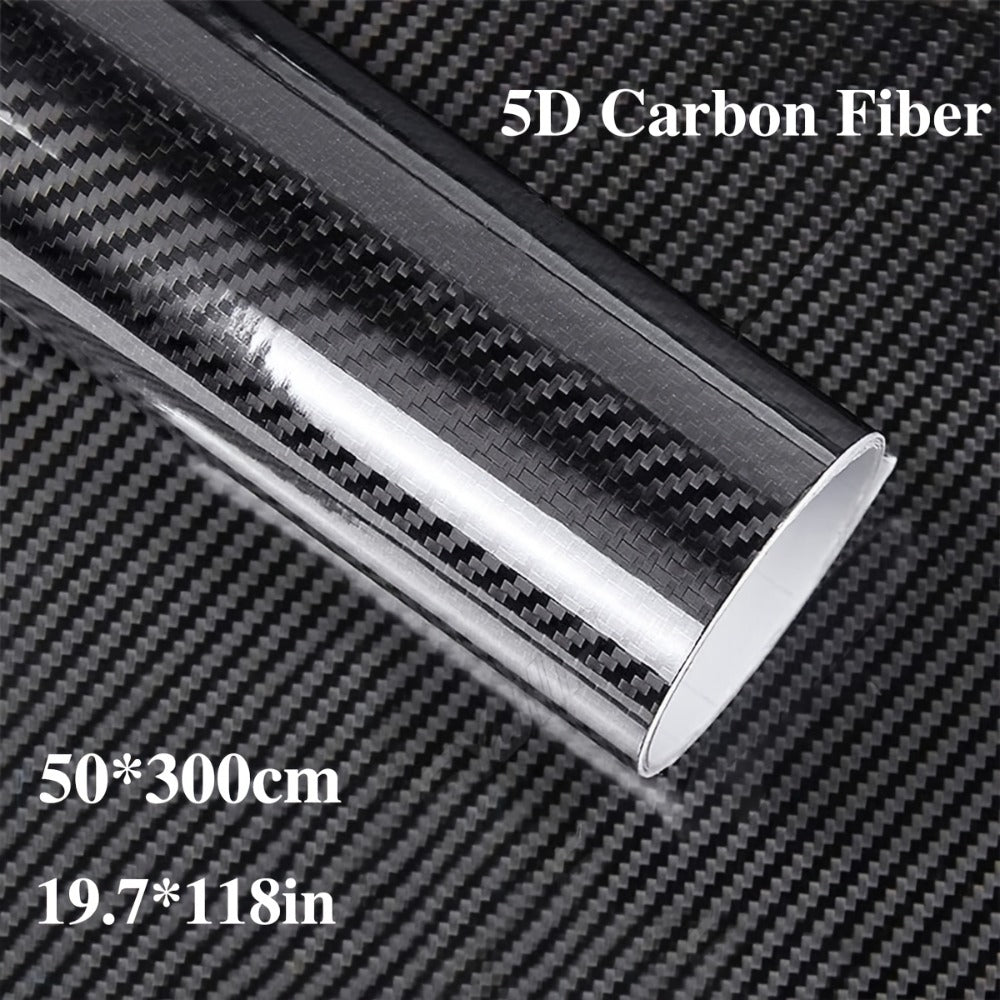 5D Carbon Fiber Vinyl Wrap 50cm x 300cm – Self-Adhesive Car Interior Decor Film, UV Protection, Scratch-Resistant, Dashboard Trim Sticker