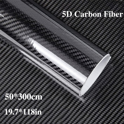 5D Carbon Fiber Vinyl Wrap 50cm x 300cm – Self-Adhesive Car Interior Decor Film, UV Protection, Scratch-Resistant, Dashboard Trim Sticker