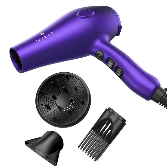 1875W Ionic Hair Dryer with Diffuser Concentrator Comb Nozzle – Professional Blow Dryer DC Motor 3 Heat 2 Speed Cool Shot Anti-Frizz Salon