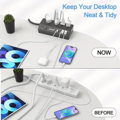 Desk Clamp Power Strip with USB-C PD 20W Fast Charging - 4 AC Outlets 4 USB Ports Surge Protector for an Everyday Personal Care Routine