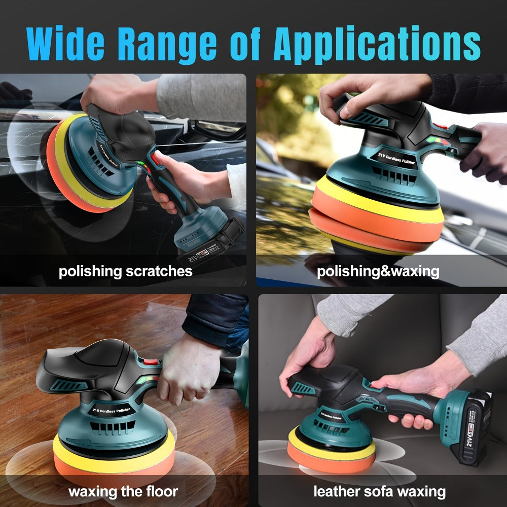 Cordless Buffer Polisher 6 Inch Dual Action Kit 2pcs 21V 2.0Ah Rechargeable Battery for Everyday Face, Beard and Body Grooming