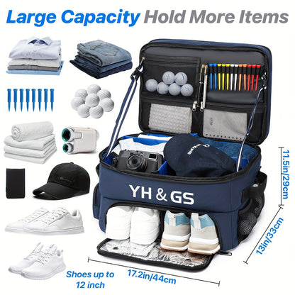 Oxford Fabric Golf Travel Bag Sturdy Double Layer Trunk Organizer with Zipper Closure Compact Golf Gear Storage Bag for Clothes Accessories