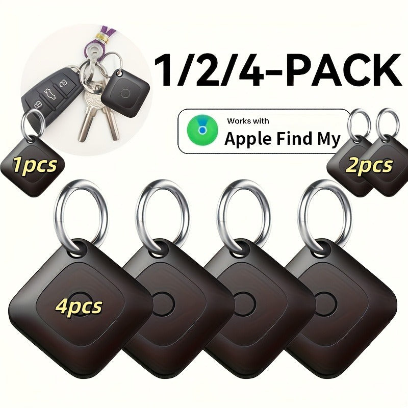 Round Bluetooth Item Finder in One-, Two- or Four-Pack Black Options with 1.43-Inch Case and Key Ring
