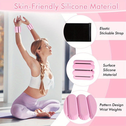 Silicone Wrist & Ankle Weights Bracelet 1LB Pair for Women Men – Adjustable Weighted Cuffs for Yoga, Running