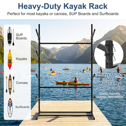 Kayak Storage Rack, Adjustable Stand for SUP, Canoe & Paddle Board, Wall, Dock & Freestanding, 400 lbs Capacity