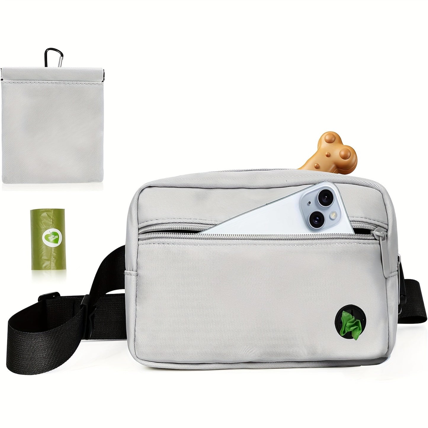 Dog Treat Pouch for Training – Waist Belt Bag with Poop Bag Dispenser, Detachable Treat Bag & Carabiner – Dog Walking Bag for Puppy Training