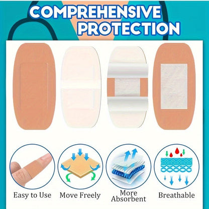 Assorted Adhesive Bandage Set with 180 or 360 Pieces, Twelve Shapes and Skin-Tone Fabric Strips