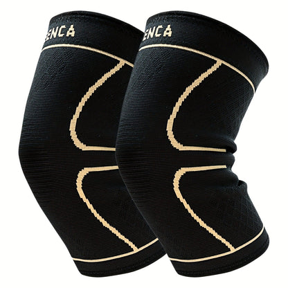Compression Knee Sleeve 2 Pack for Men Women Breathable Non-Slip Silicone Strip Knee Support High Elasticity Running Exercise High Intensity