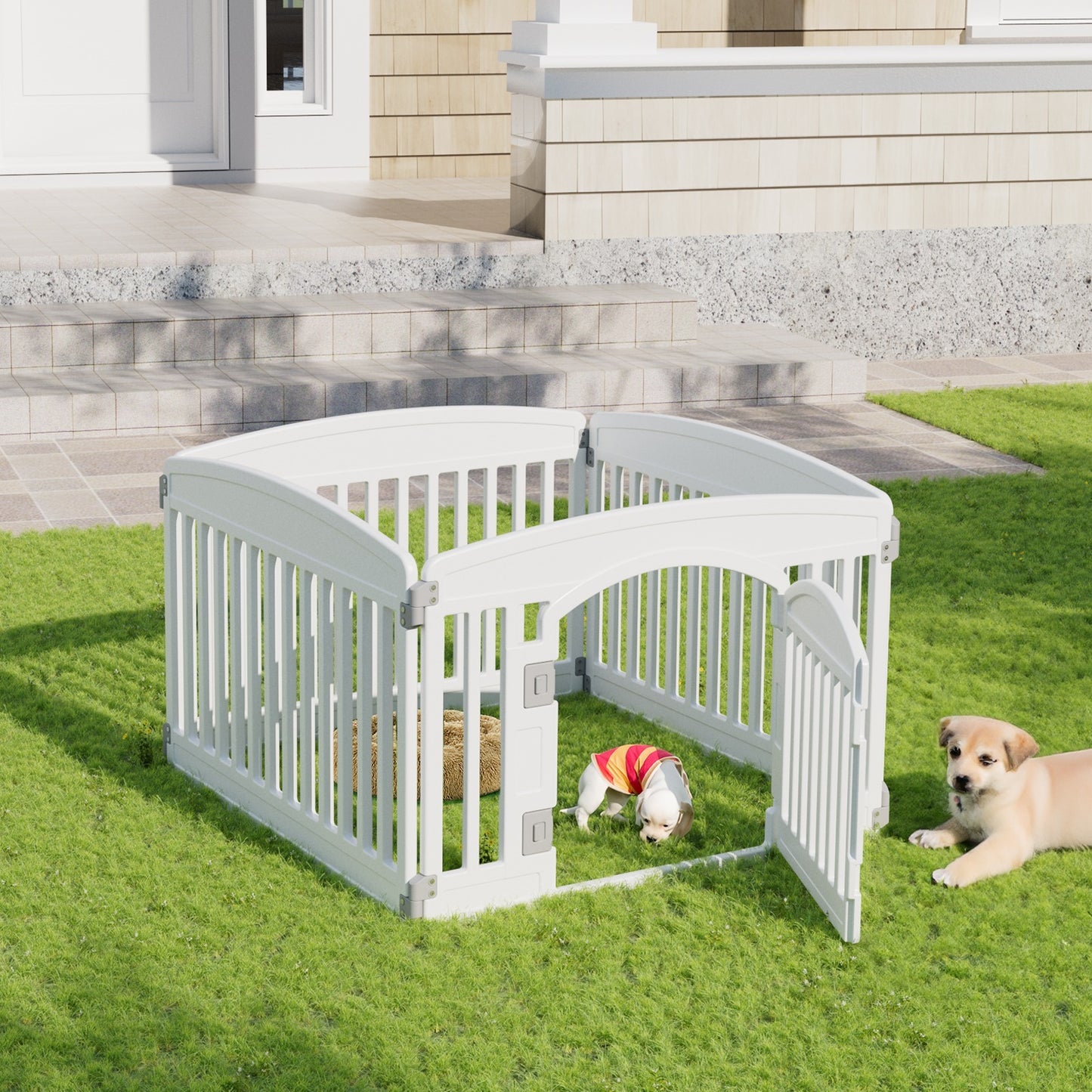 Foldable Dog Playpen & Indoor Outdoor Pet Fence – Portable, Easy to Clean, 4-Panel & 6-Panel, White & Black