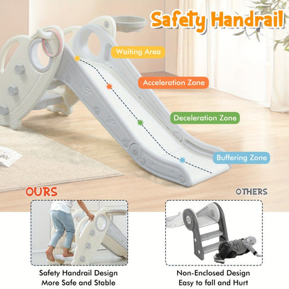 Foldable Toddler Slide for Indoor & Outdoor – Non-Slip Steps, Safe Handrail, Anti-Slip Mat, Extra-Long Buffer Slide