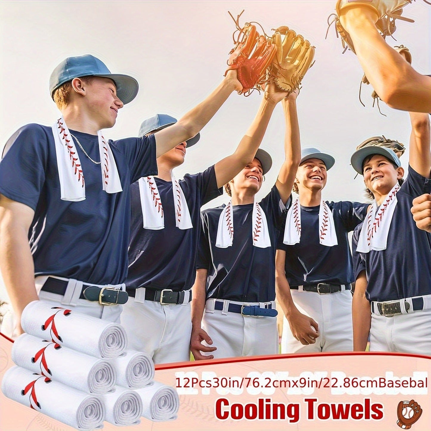 12 Pack Sport Cooling Towel Set 30"x9" Microfiber Chilly Sweat Rags for Baseball Softball Soccer Golf Gym Running Coach Team Gift