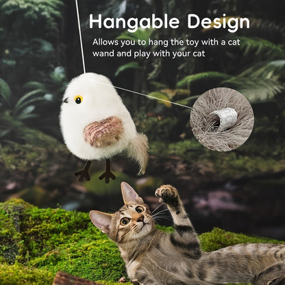 Flapping Bird Cat Toy with Realistic Chirping Sound – USB Rechargeable Interactive Plush Toy for Indoor Cats & Kittens