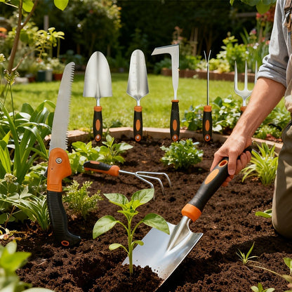 Garden Tool Set 10-Piece | Heavy Duty Stainless Steel Trowel Pruner Rake Weeder with Tote Bag | Ergonomic Non-Slip Grip Gardening Kit Gift