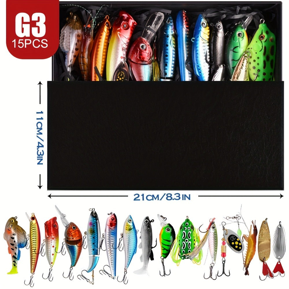 Swimbait Fishing Lures 15pcs Multi-Section Jointed Lure Kit for Bass Pike Trout, Saltwater Freshwater Realistic Swimming Action Fishing Bait