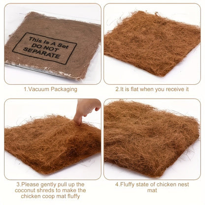 Chicken Coop Nesting Box Pads 12x12" – Natural Egg-Laying Bedding Material for Hen House, Reusable Nest Box Liner for Most Chicken Coops