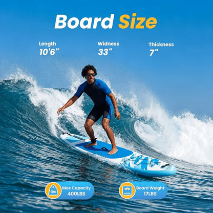 Inflatable Stand-Up Paddle Board Kit in Four Color Combinations with EVA Deck and Three Detachable Fins