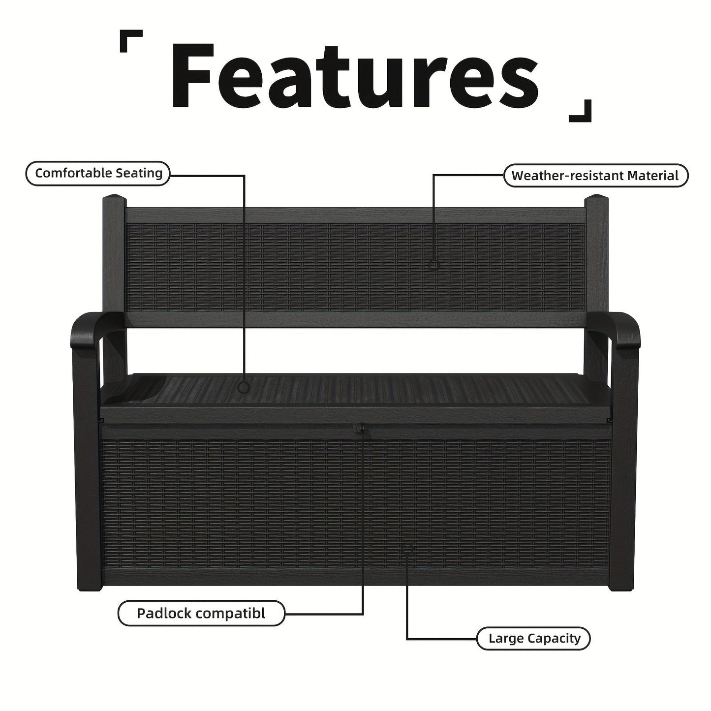 Outdoor Storage Bench 80 Gal, for Garden, Patio and Yard Use, with the Listed Configuration