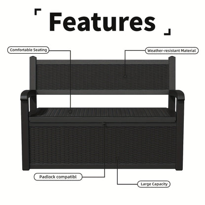 Outdoor Storage Bench 80 Gal, for Garden, Patio and Yard Use, with the Listed Configuration