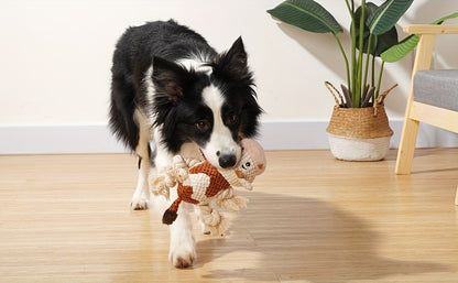 Squeaky Plush Cow Dog Toy with Crinkle Paper – Interactive Tug of War Chew Toy for Small Medium Large Dogs