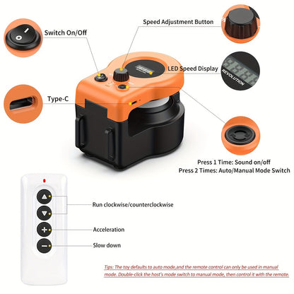 Interactive Cat Toy Auto & Remote Control – Electric Feather Mouse Lure Coursing Machine with DIY Track, Mouse Sounds, Auto Timer