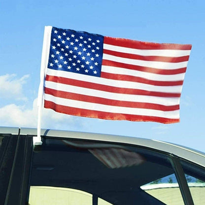 American Flag Car Window Clips 12 Pack USA Patriotic Car Flags 17x12 Inch Double Sided Knitted Polyester Weather Resistant for Parades