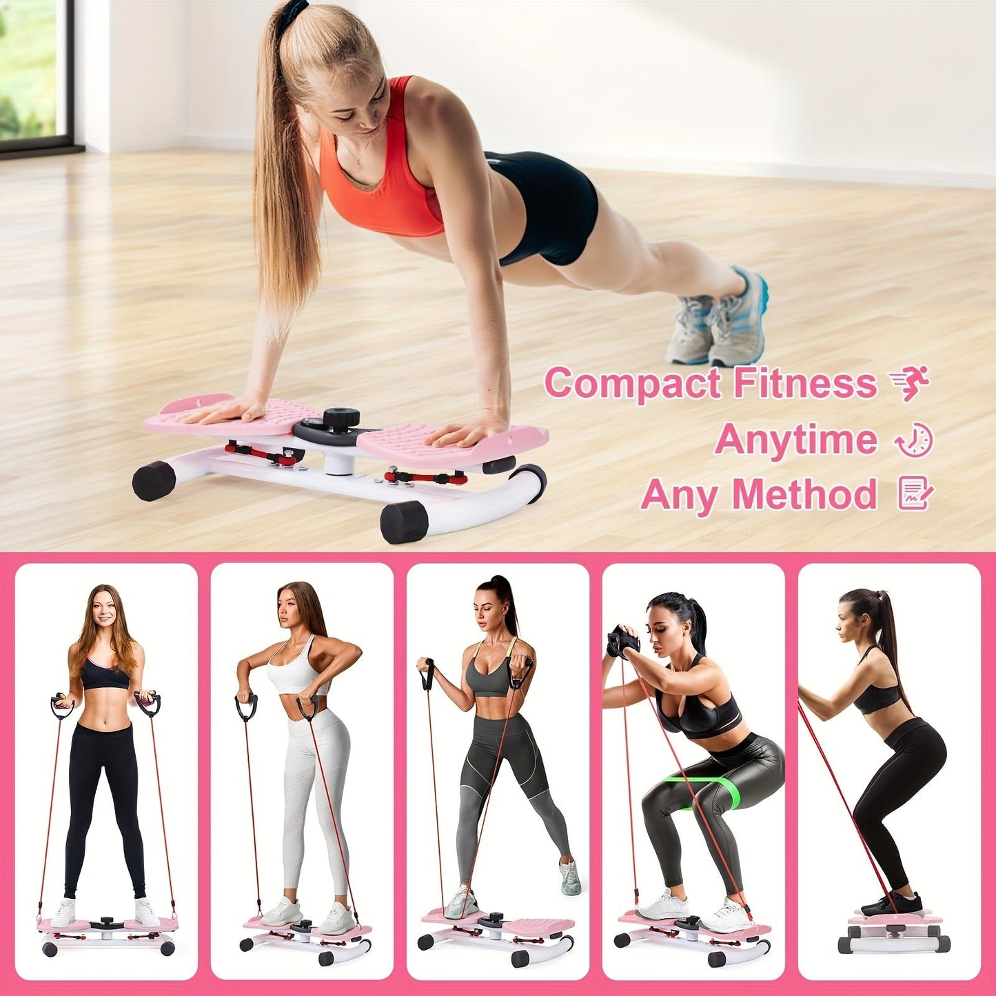 Fitness Equipment Waist Twist Platform with Figure-Eight Resistance Tubes Display and Three Colors