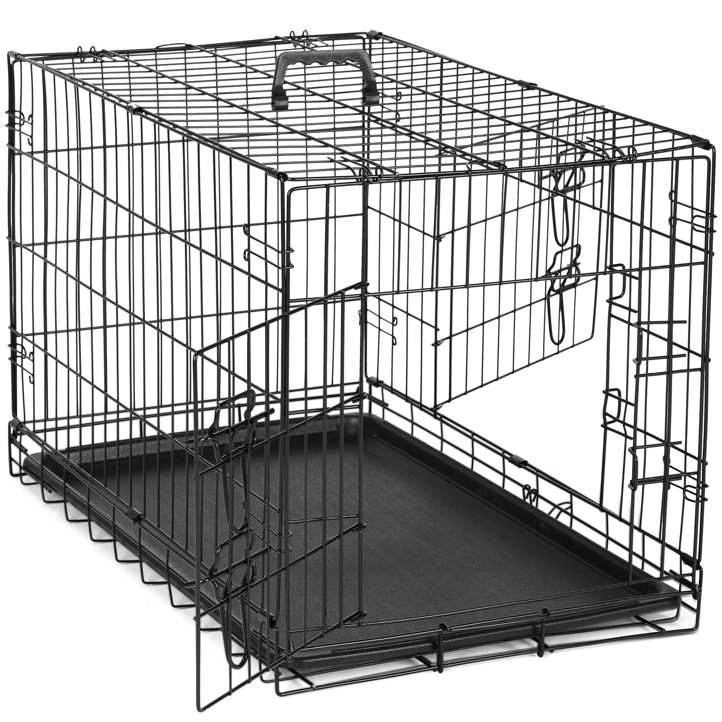 Folding Wire Dog Crate in 24, 30 or 36 Inches with Divider, Removable Tray and Door Options