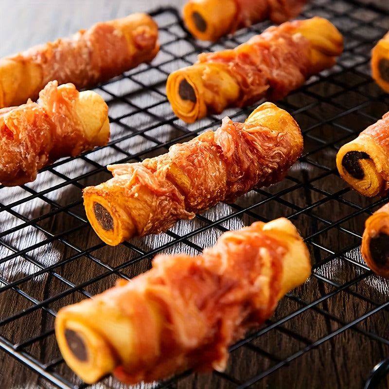 Dog Chew Treats Chicken & Duck Wrapped Cowhide Sticks – High Protein Beef Skin Stuffed Snacks, Long-Lasting, Easy to Digest