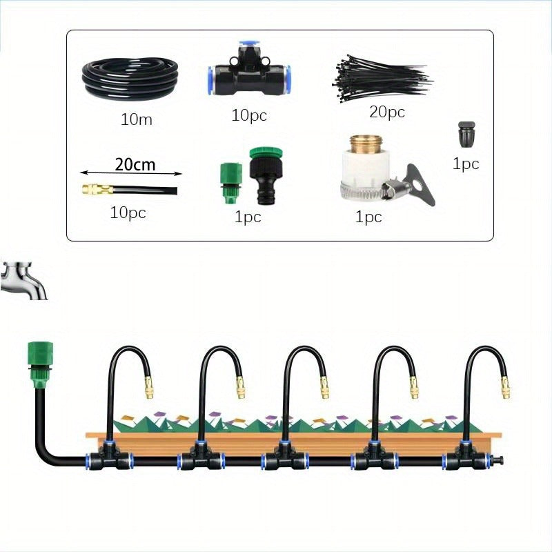Garden Sprinkler Kit Rotating Copper Nozzle Automatic Irrigation System for Lawn Balcony Misting