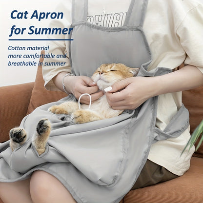 Cat Grooming Apron Restraint Bag with 4 Fixed Holes – Breathable Anti-Scratch Cat Bathing Bag for Nail Trimming, Ear Cleaning & Grooming