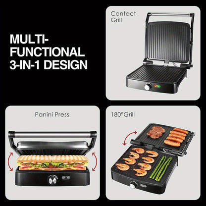 Panini Press Grill Indoor Sandwich Maker 4 Slice, Non-Stick 1200W Electric Grill with Temperature Control
