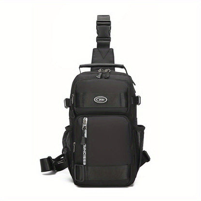 Multi-Pocket Crossbody Chest Pack with Adjustable Sling Strap, Zipper Compartments and Black or Grey Finish