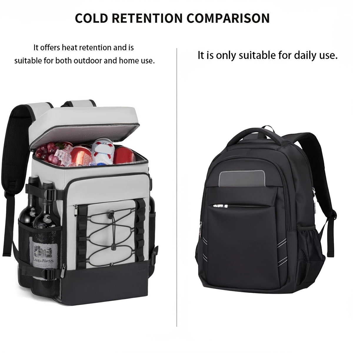 Insulated Cooler Backpack Leakproof Thermal Lunch Bag, Large Capacity Waterproof Cooling Rucksack for Camping, Hiking, Picnic & Beach