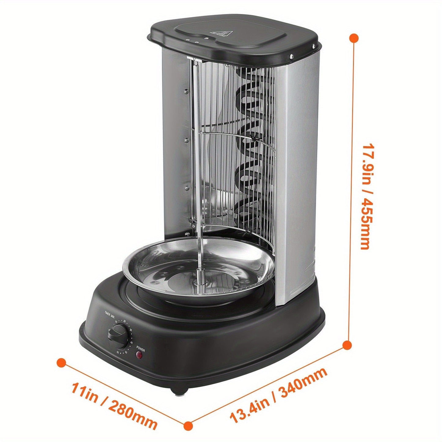 Vertical Shawarma Grill Machine, Electric Gyro Rotisserie Oven with Countertop Broiler for Home Cooking, Dining and Outdoor Meals