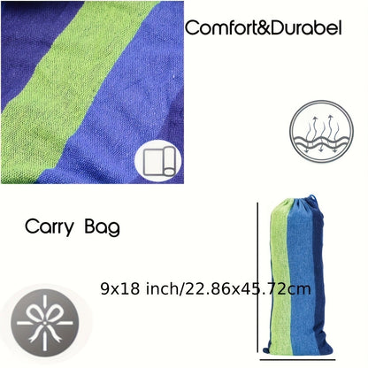Woven Nylon-Style Hammock, 110 x 59 Inches with Two 118-Inch Ropes, Two D-Shaped Connectors and Carry Bag