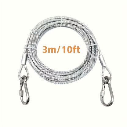 Stainless Steel Dog Leash Reflective Rust-Resistant Heavy Duty Cable Tie-Out for Medium Large Dogs Outdoor Yard Camping 3XL 4XL