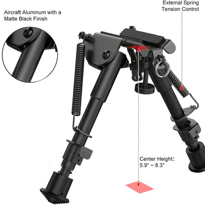Aluminum Alloy Tactical Rifle Bipod – Adjustable 6-9 Inch Spring Return Legs, M-LOK Compatible, Collapsible Shooting Support for Hunting