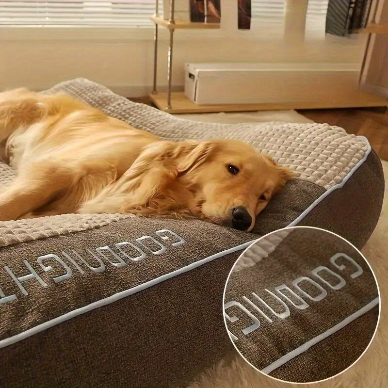 Thickened Dog Bed for Winter Warmth – Soft Polyester Fiber Fill, Collapse-Resistant, Machine Washable Cat & Dog Bed for Large Breeds
