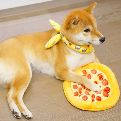 Dog Toy Pizza or Donut Plush with Built-In Squeaker and One or Two-Piece Pack Options for All Breeds