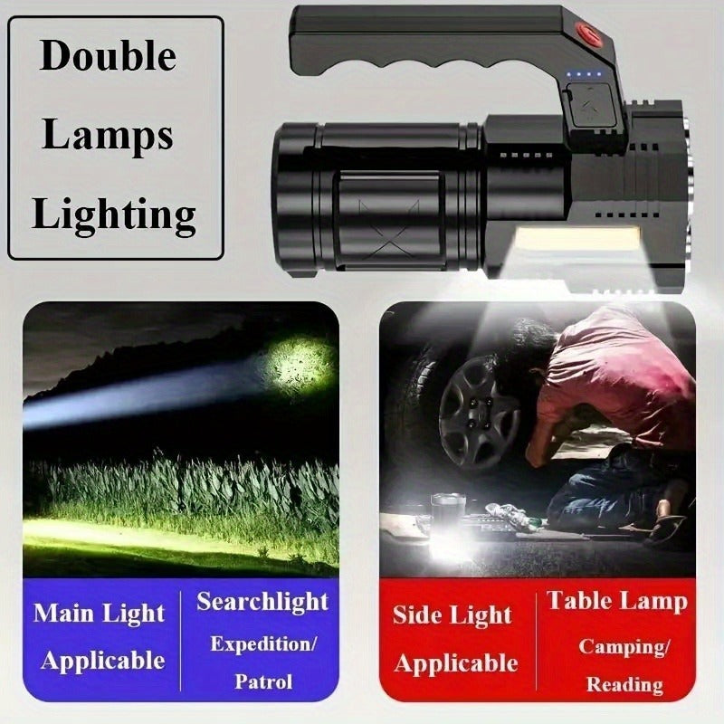Flashlight 2-Pack Four-LED Handheld Searchlights with Four Modes, USB Charging and Power Display