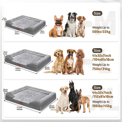 Orthopedic Dog Bed Egg Foam Ultra Soft Washable Cover for Large Medium Small Dogs Aging Pets Rectangle Semicircle Anti-Slip Joint Relief Pet