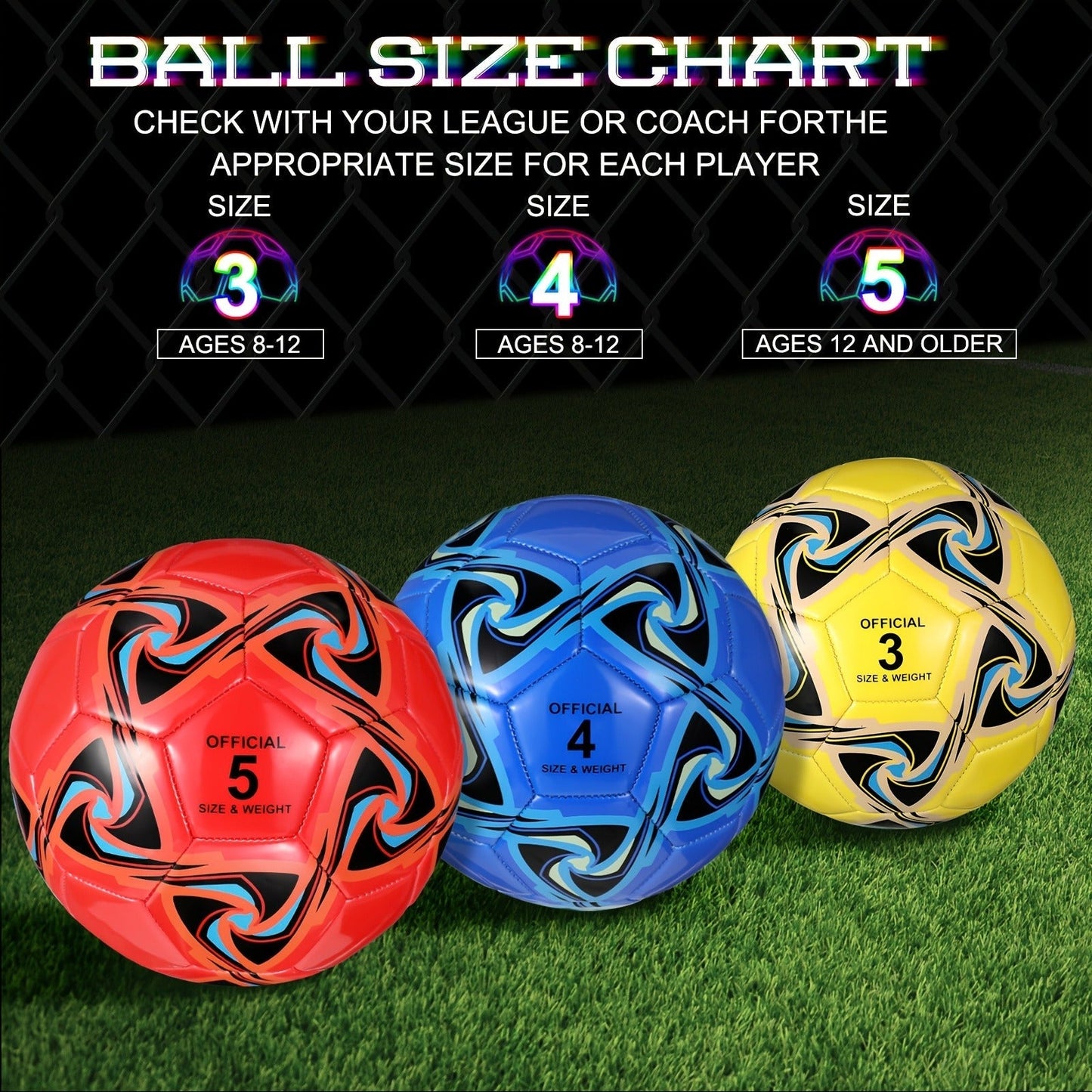 Soccer Balls Bulk 6 Pack Size 5 with Pump Official Size Indoor Outdoor Training Match Practice Game Balls for Kids Adults School Team