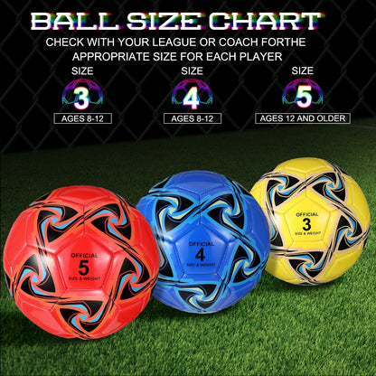 Soccer Balls Bulk 6 Pack Size 5 with Pump Official Size Indoor Outdoor Training Match Practice Game Balls for Kids Adults School Team